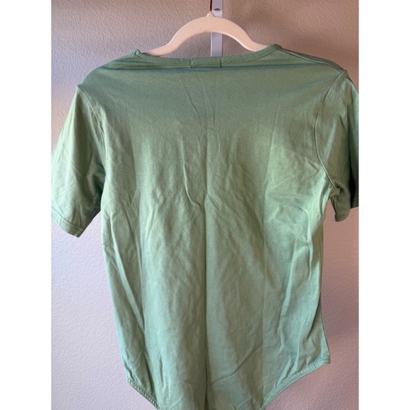 PrettyLittleThing Sage Green Short Sleeve Logo Bodysuit US‎ 12 NEW - Picture 7 of 9
